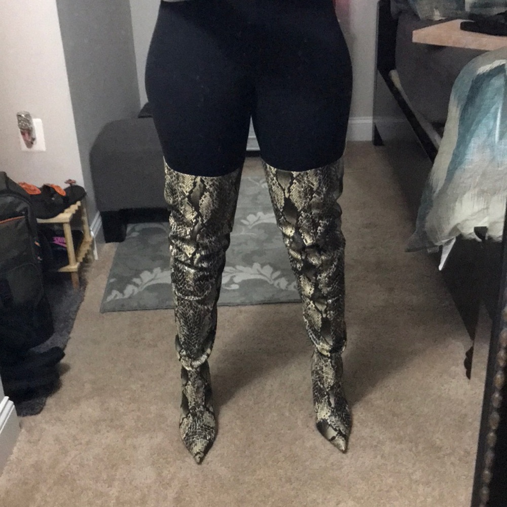 Lily’s Kloset Bloom Thigh High Snake Skin Boots